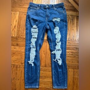 Topshop Blue Skinny Distressed Jeans